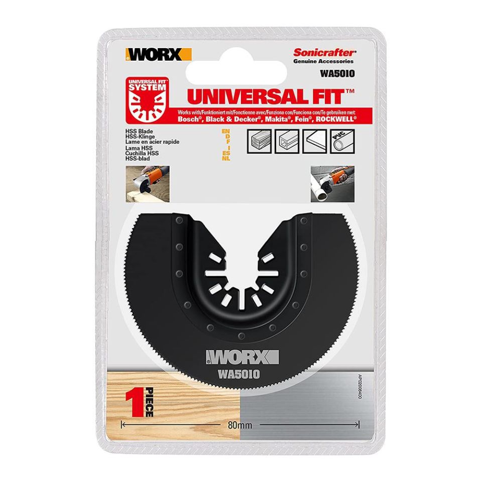 WORX WA5010 Çok Amaçlı Raspalama Makinası İçin 80mm 180˚ Metal, Ahşap, Fiberglas, PVC Universal Kesme Bıçağ