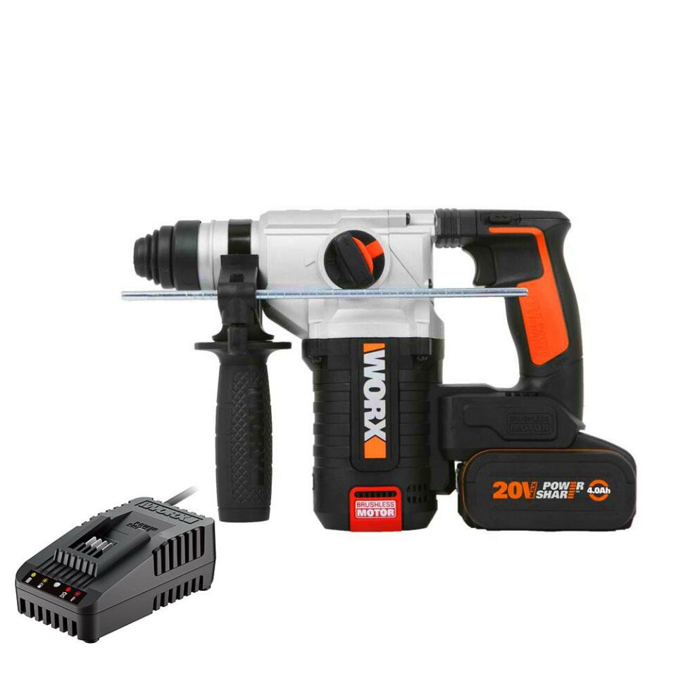 WORX WX380.9C 20Volt 2.0Ah. 2.2J Li-ion Tek Akülü Şarjlı Profesyonel SDS-Plus Pnömatik Kırıcı/Delici