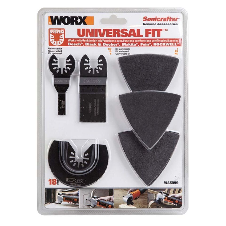 WORX WA5099 18 Parça Universal Metal, Ahşap Kesme ve Zımpara Kâğıdı Aksesuar Seti