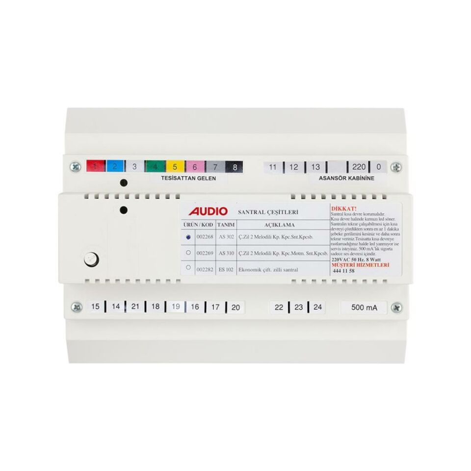 audıo 002269 as310 kapıcılı çift zilli 2 melodili santral