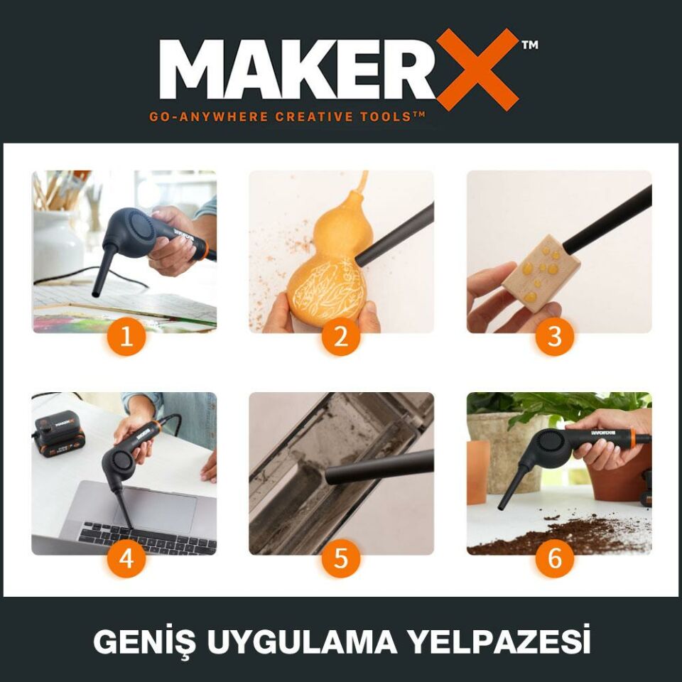 WORX WX747.9 MAKERX 20Volt Kömürsüz Profesyonel Mini Üfleyici (Akü Dahil Değildir)