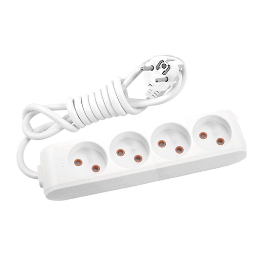 Viko Multi-Let Dörtlü Priz Topraklı Kablolu Çocuk Korumalı 2 Metre -Beyaz