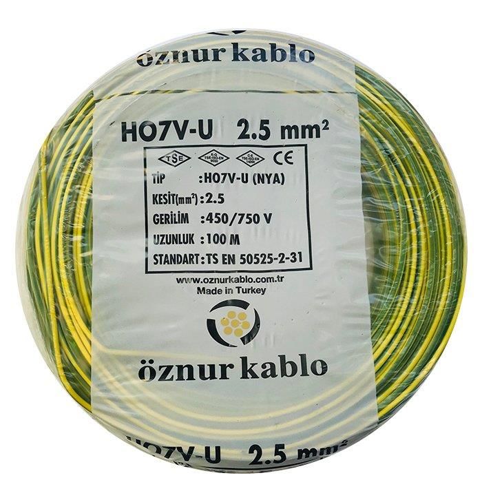 Öznur 2,5 Mm Nya Kablo - 100 Metre Sarı Yeşil