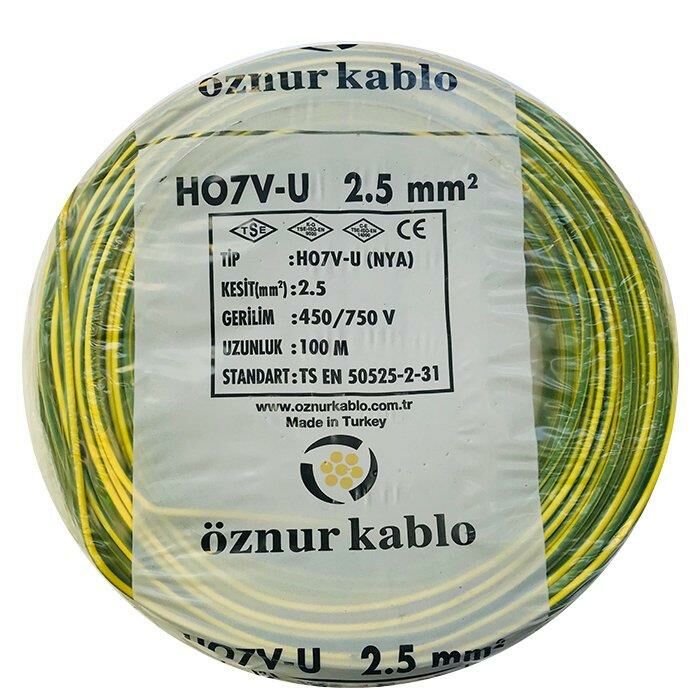 Öznur 2,5 Mm Nya Kablo - 100 Metre Sarı Yeşil