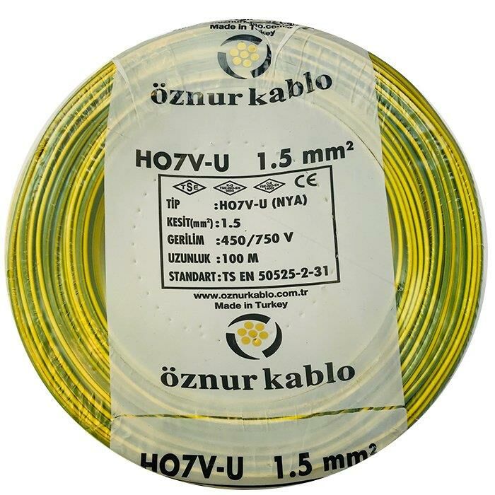 Öznur 1,5 Mm Nya Kablo - 100 Metre Sarı Yeşil