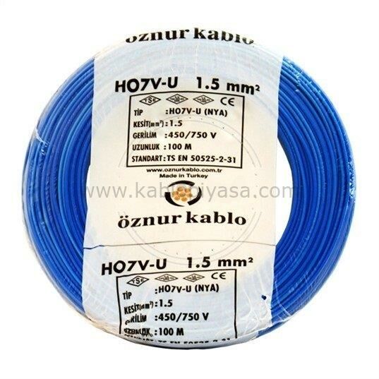 Öznur 1,5 Mm Nya Kablo Tek Damar Mavi 100 Metre