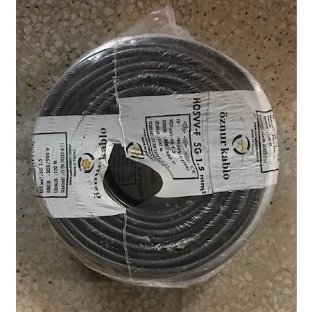 Öznur 5x1.5 TTR Siyah Kablo Tam Bakır 100 METRE
