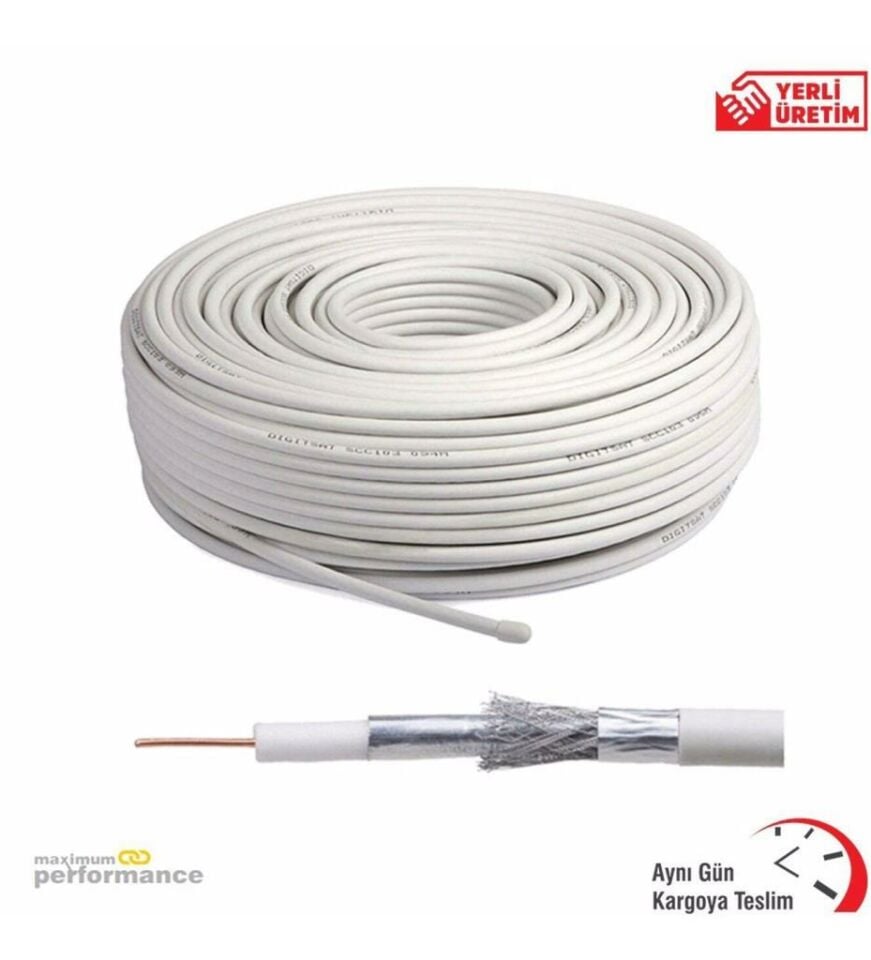 TV KABLOSU BEYAZ İZOLELİ 64 TEL CCA 100 METRE