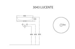Lucente Tezgah Üstü Lavabo 3043 Beyaz 43 CM