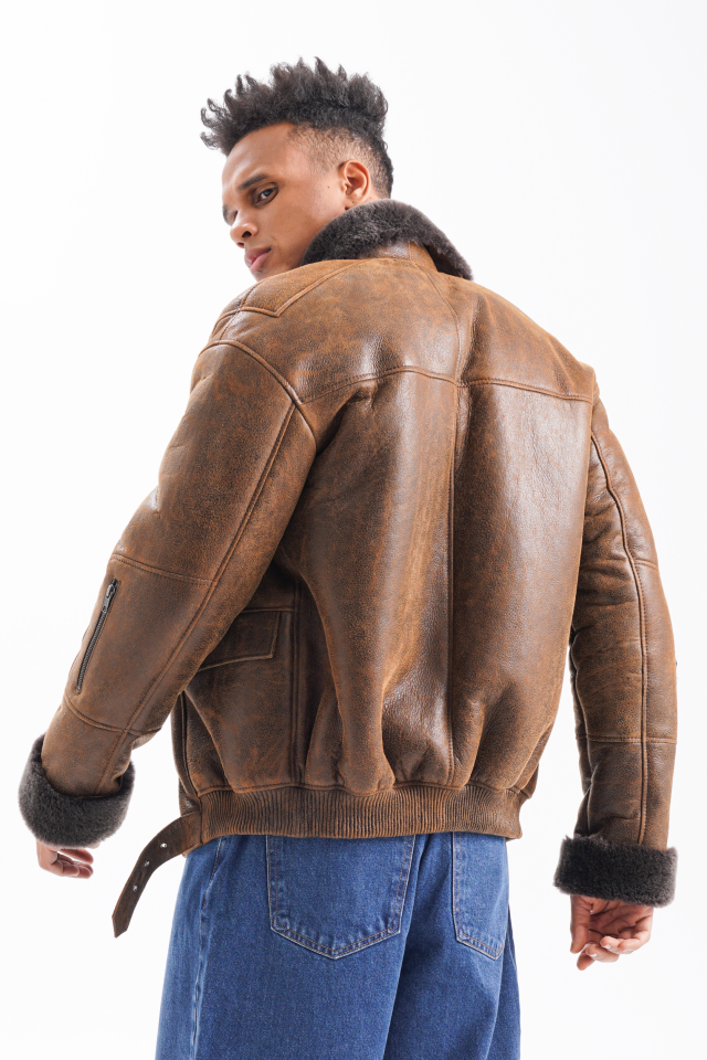 Eagle Classic sheepskin brown bomber jacket