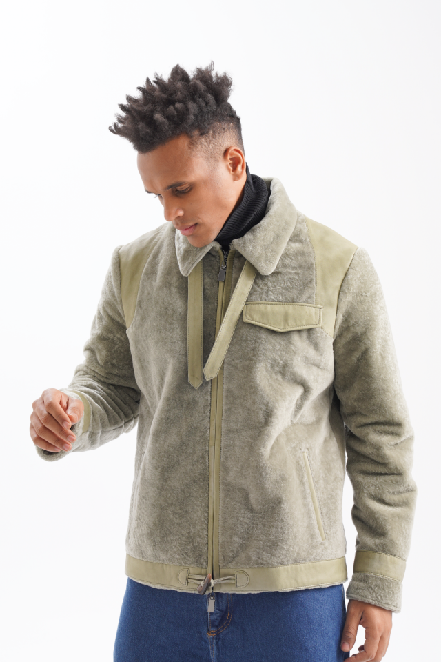 Military size sheepskin jacket