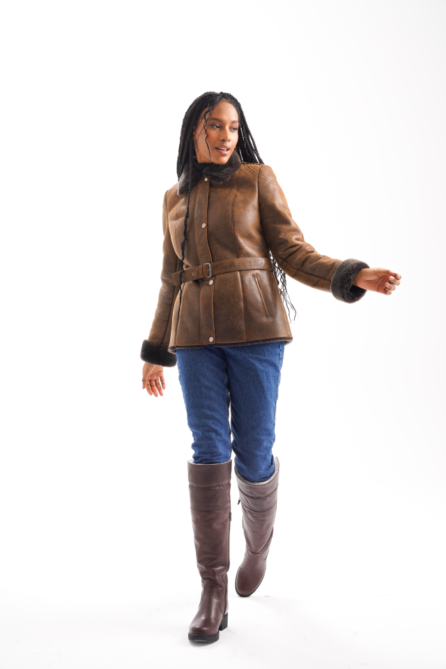 Sheepskin bomber cheap jacket womens
