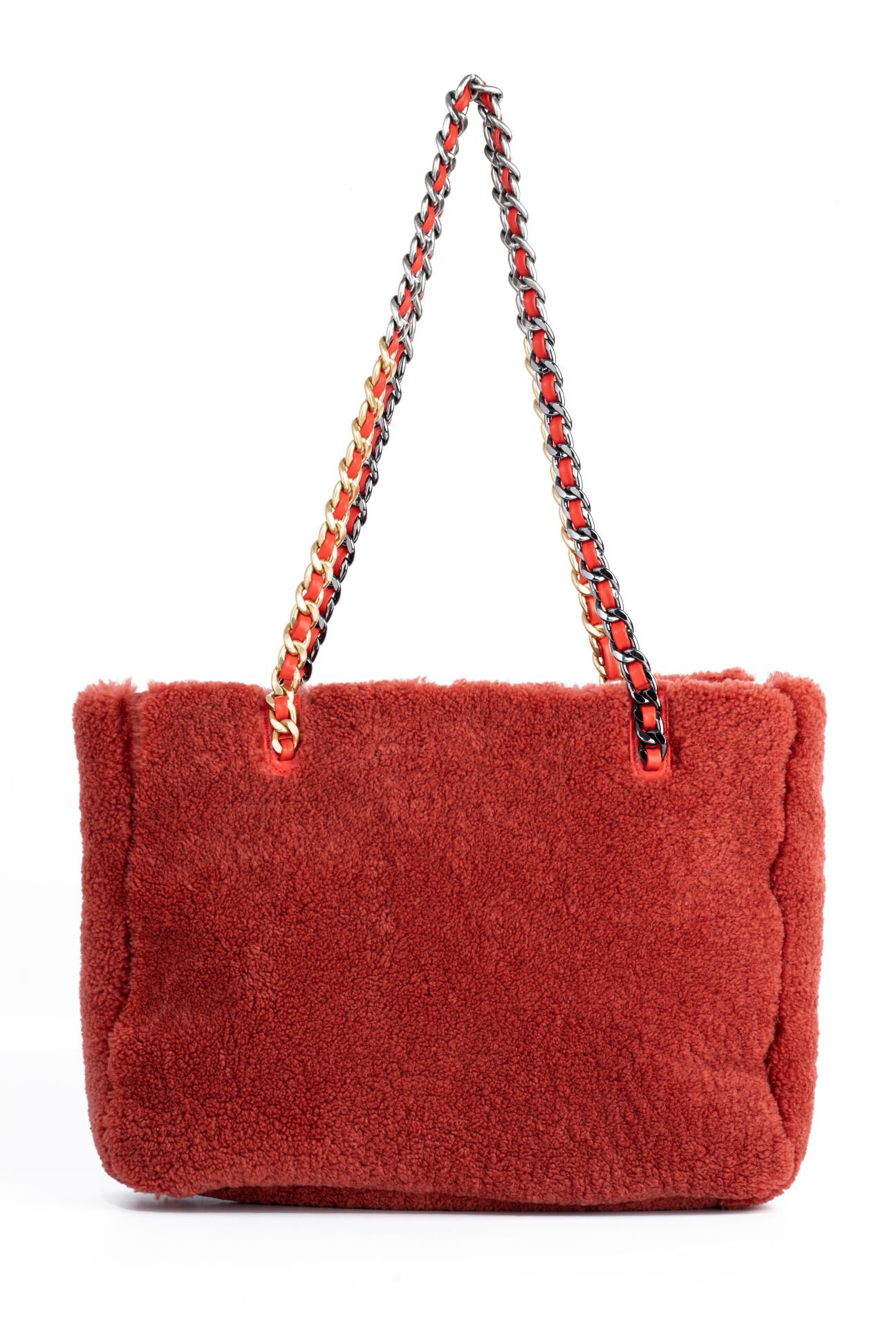 Red velvet sheepskin purse