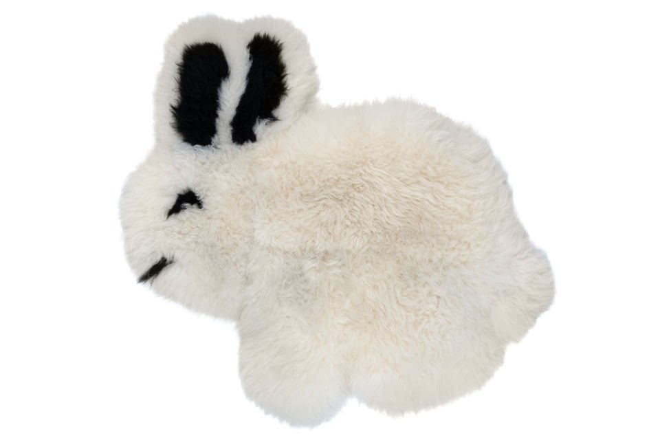 Bunny rabbit sheepskin rug