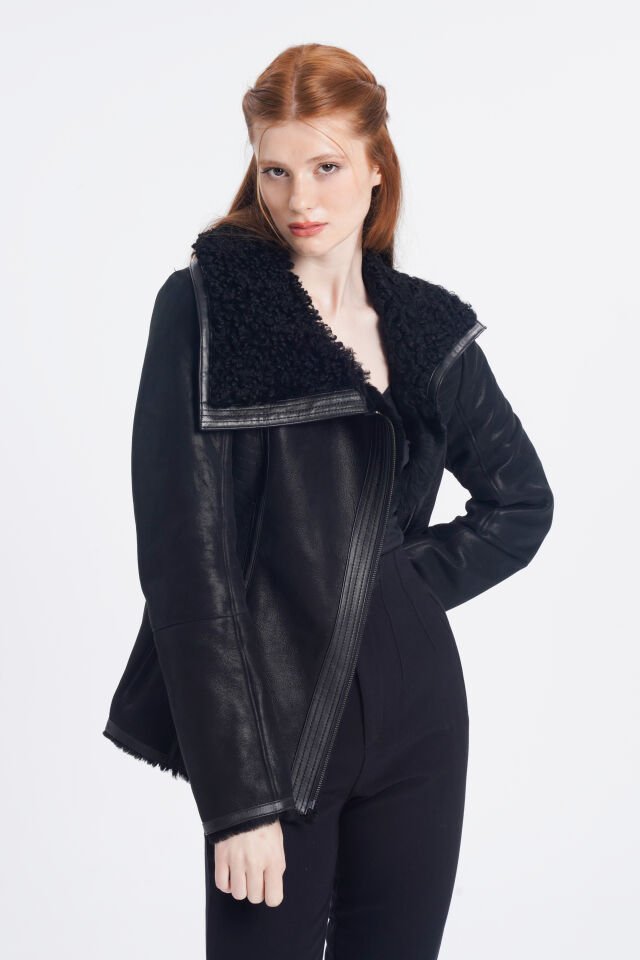 Vince leather shearling moto on sale jacket