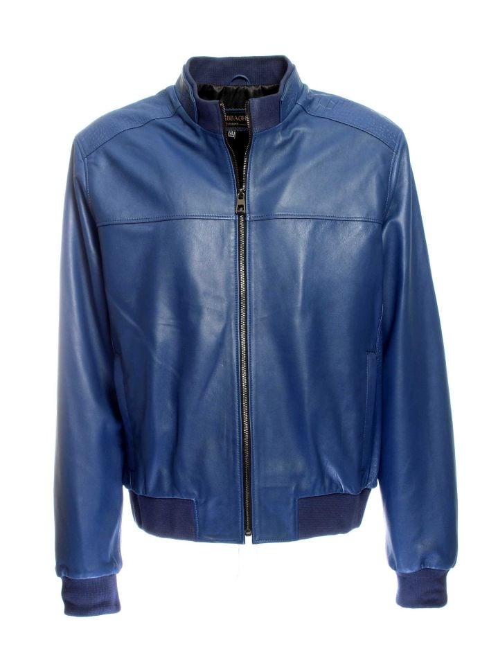 Sky blue deals leather jacket mens