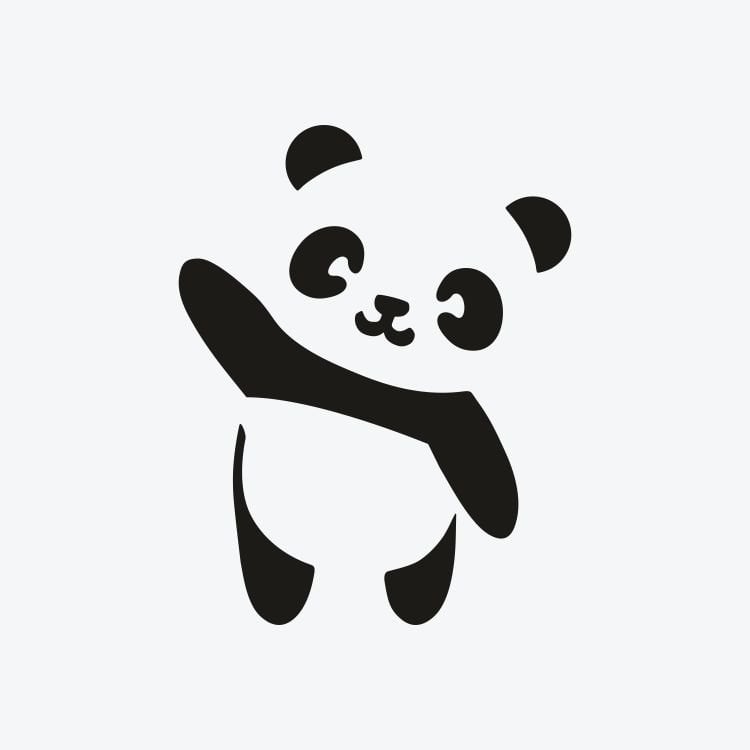 Minimal Panda Dövme Şablonu