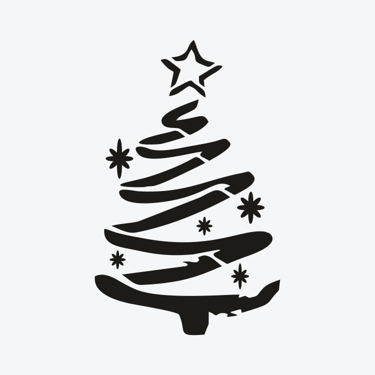 Yıldızlı Noel Ağacı Dövme Şablonu