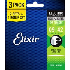 Elixir 16550 Optiweb Coating Nickel Plated Steel 3'lü Set Elektro Gitar Teli (9-42)