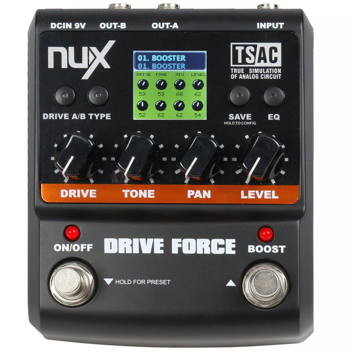 NUX Drive Force Overdrive ve Distortion Pedalı