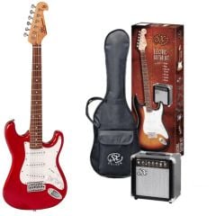 SX SE1 SK 3/4 CAR Elektro Gitar Seti (Candy Apple Red)