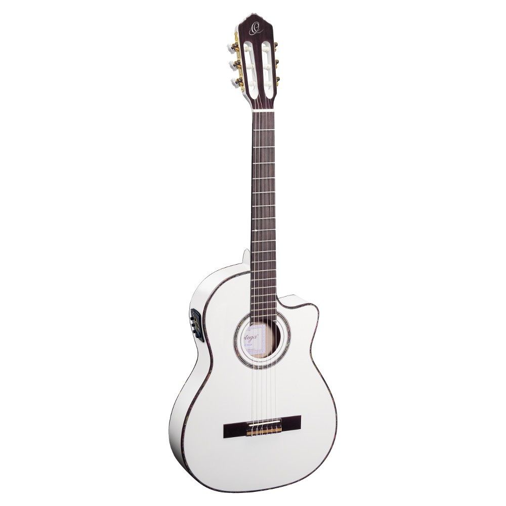 Ortega RCE145WH Thinline Elektro Klasik Gitar (Beyaz)