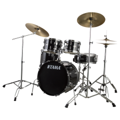 TAMA SG50H6C-BK - Stagestar Black 5 Parça (20B/10T/12T/14F/14S) Aksamlı & Zilli Akustik Davul Seti