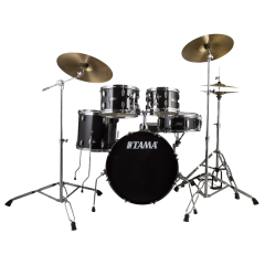 TAMA SG50H6C-BK - Stagestar Black 5 Parça (20B/10T/12T/14F/14S) Aksamlı & Zilli Akustik Davul Seti