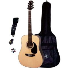 SX SA1-SK-NA Akustik Gitar Seti (Natural)