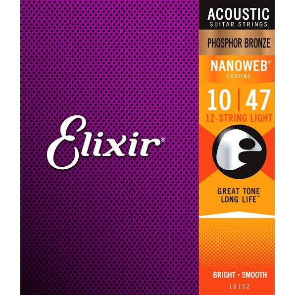 Elixir 16152 Phosphor Bronze Nanoweb 12 Telli Akustik Gitar Teli (10-47)