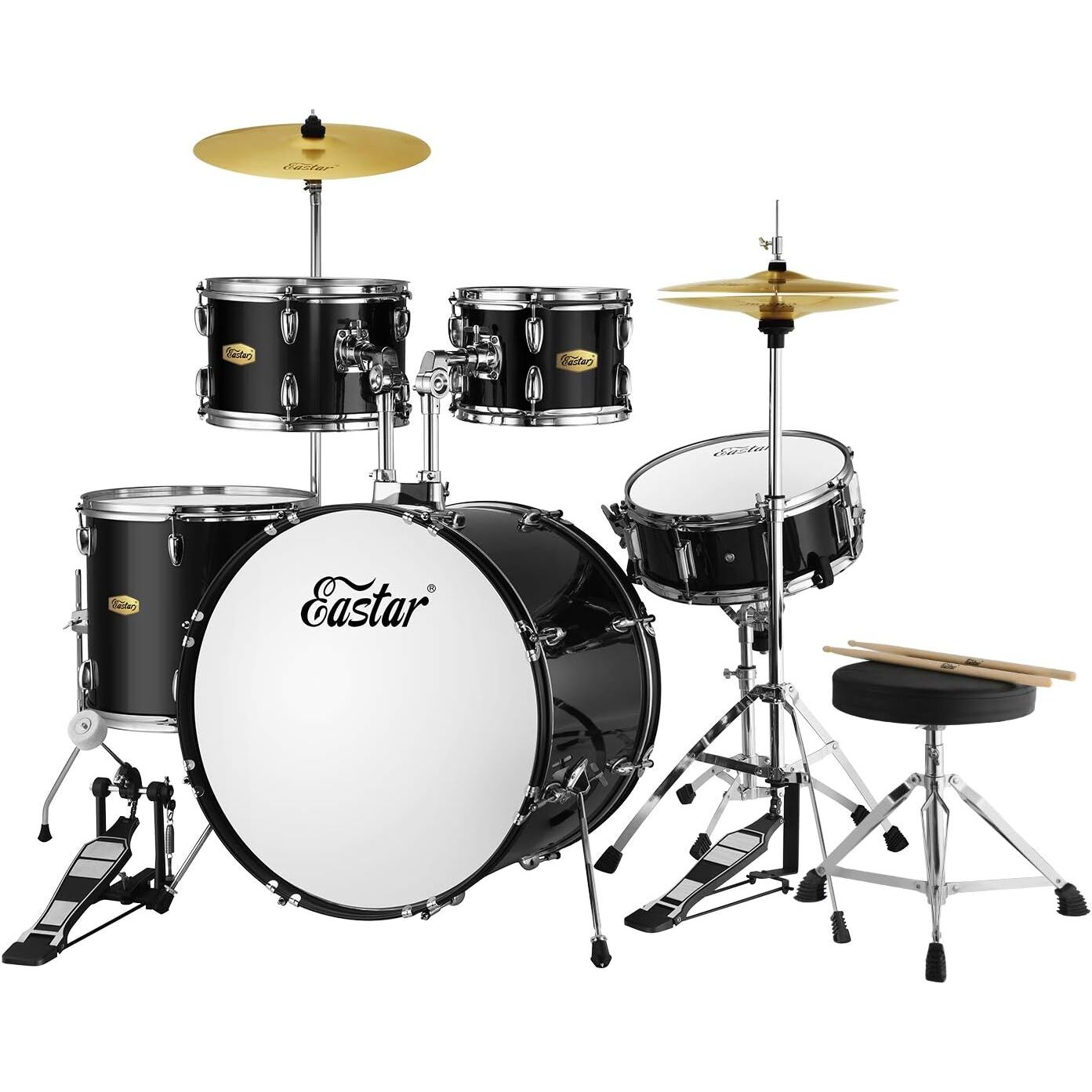 Eastar EDS-480BK 22'' 5-Parça Akustik Davul (Mirror Black)