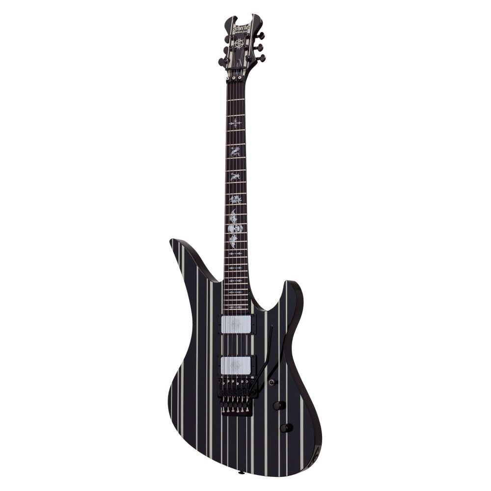 Schecter Synyster Custom FR Elektro Gitar (Gloss Black & Silver Pin Stripes)