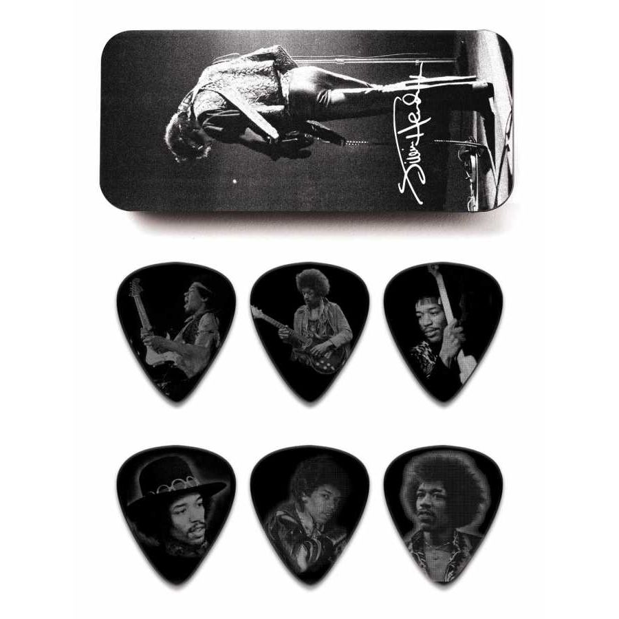 Jim Dunlop Jimi Hendrix Silver Portrait 6lı Pena Seti (Medium)