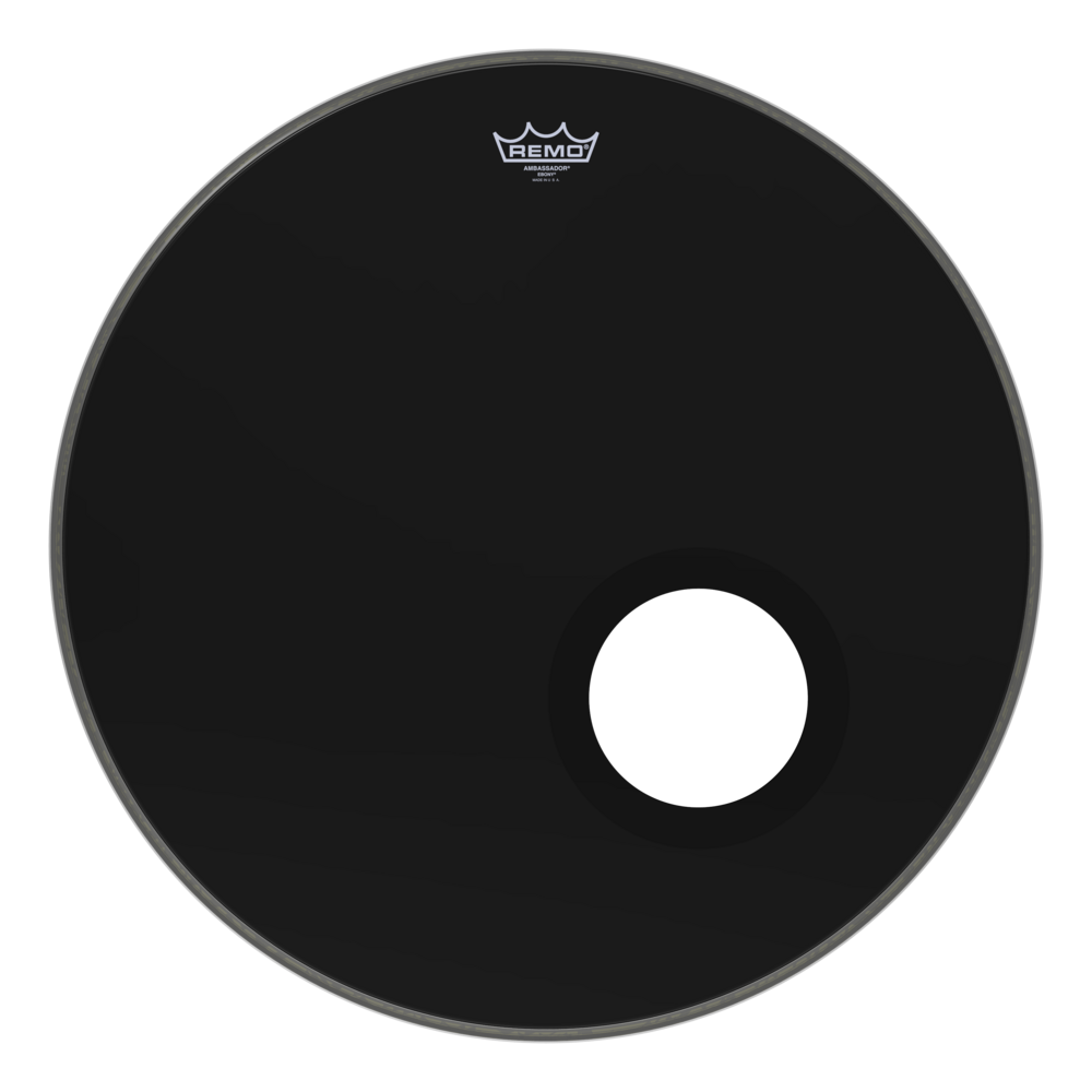 REMO ES-1024-00-DM - 5'' Black DynamOlu Ambassador® Ebony® 24'' Bas Davul Derisi