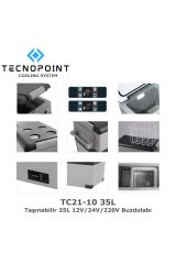 Tecnopoint TC21-12 Taşınabilir Araç Buzdolabı 55 Litre 12V/24V/220V Uyumlu