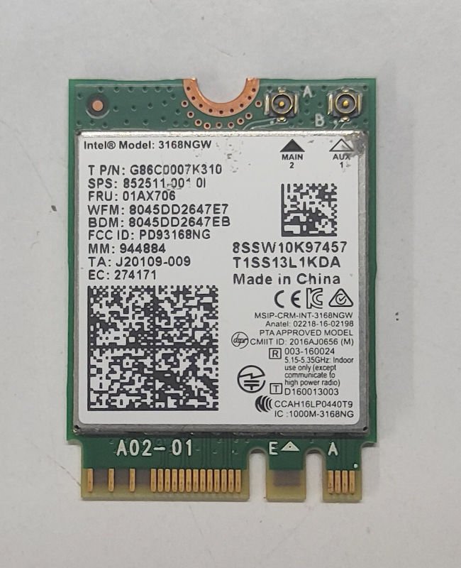 TechnoPc TC15DC Orijinal Wireless Kart İntel 3168BGW