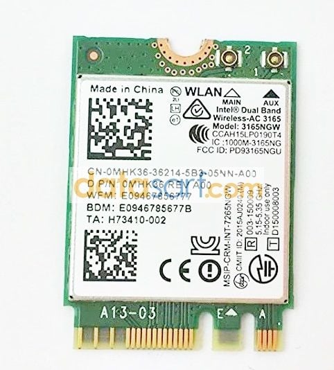 Dell Inspiron 5564 Wireless Kart 3165NGW Intel Dual Band MHK36 0MHK36