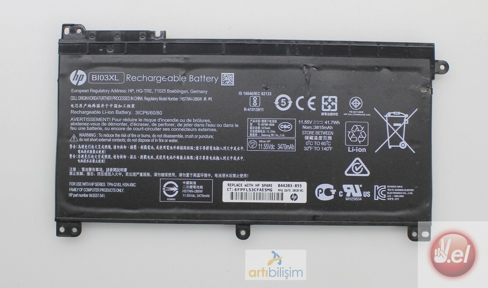 Hp Stream 14-Ax 14-Cb 14t-Ax X360 13-U Batarya Pil  BI03XL %100 Prformans