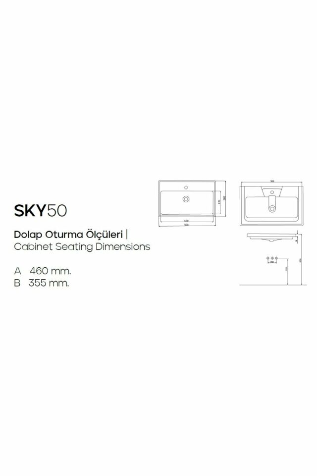 Karen Banyo Sky 50 CM, Dolap Uyumlu Seramik Lavabo