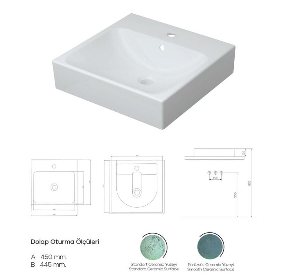 Karen Banyo Fly Lavabo 48x48 cm