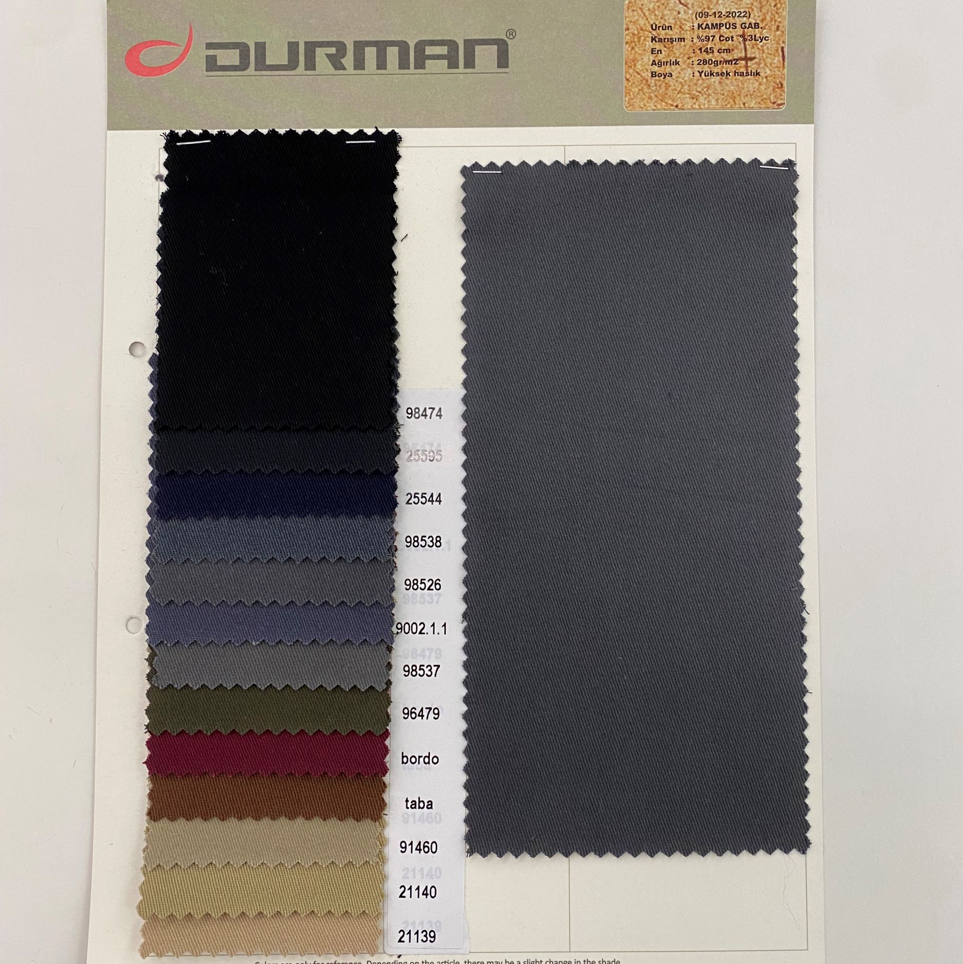 Kampüs Lycra ( Pamuk - Lycra ) Kartela