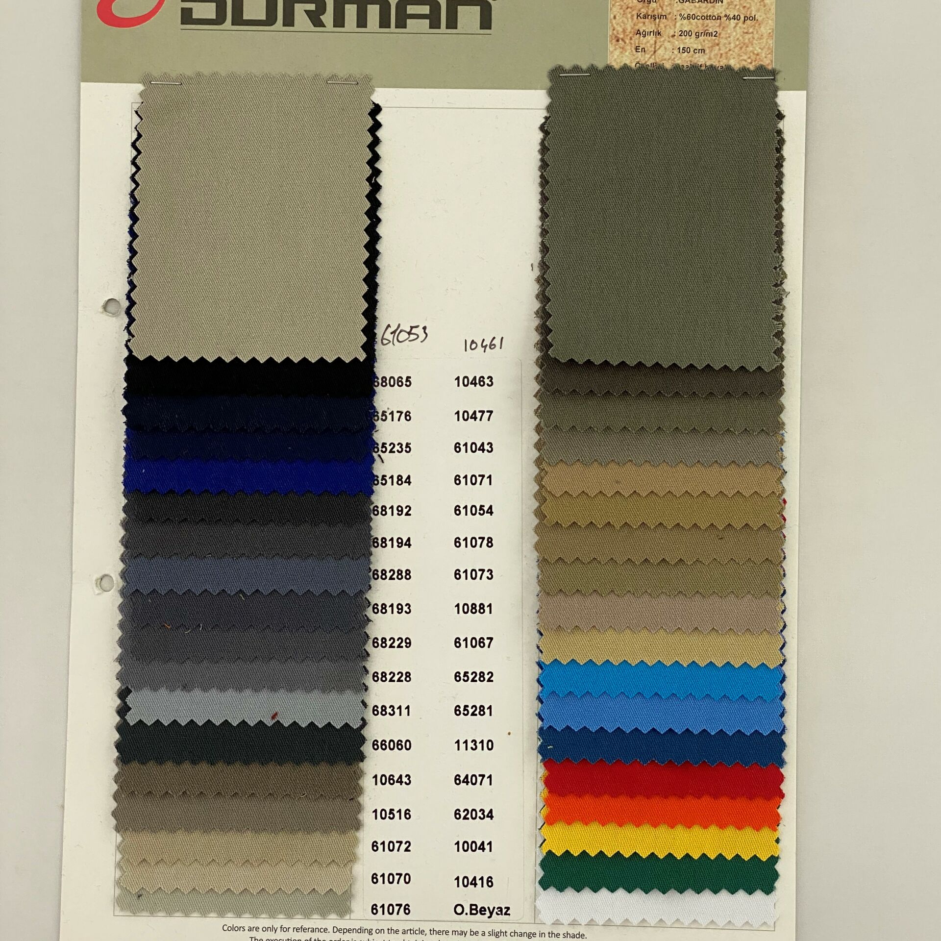 Concept Gabardin ( Pamuk - Polyester ) Kartela
