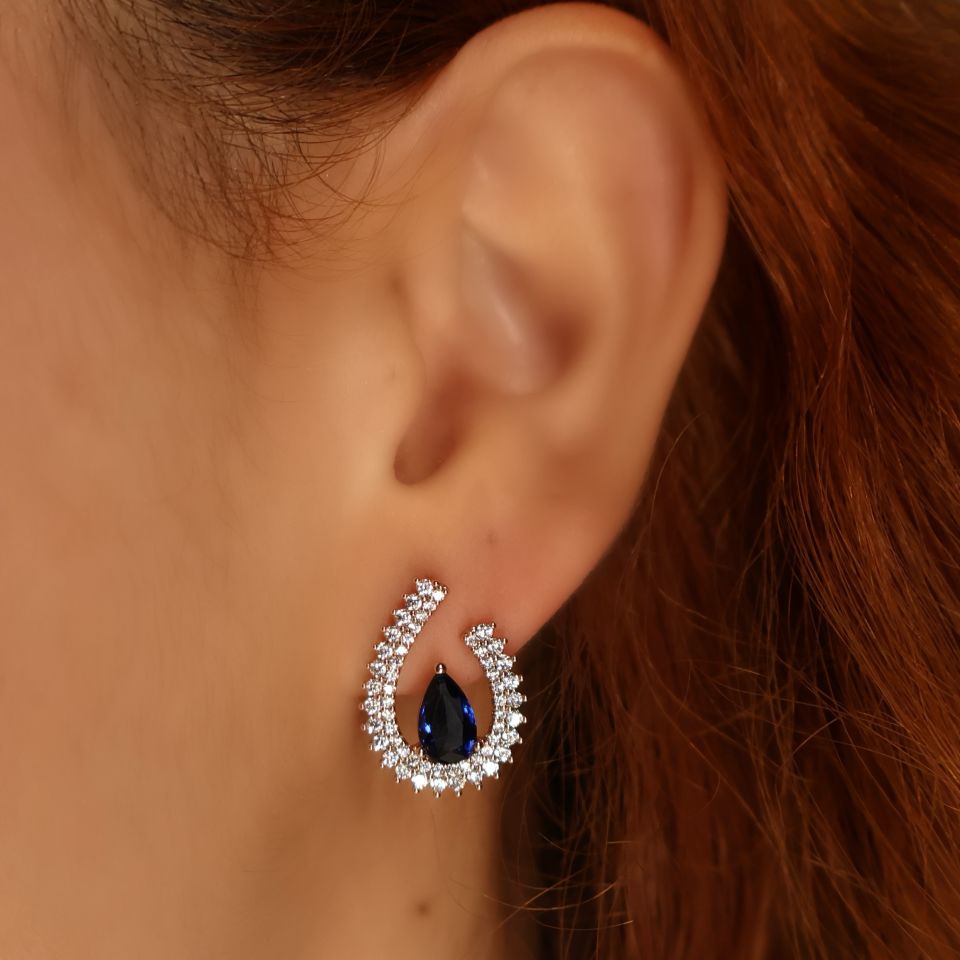 Hürrem Gold Küpe Lacivert