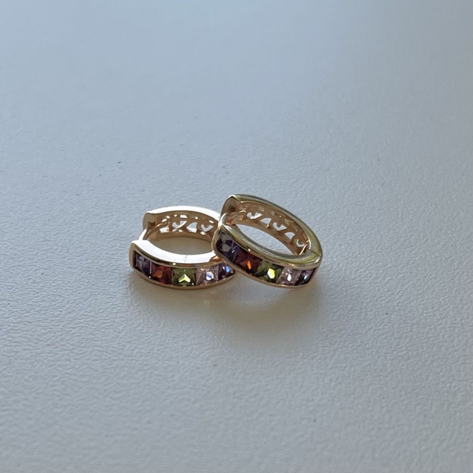 Aurora Küpe Gold (Renkli Taş)