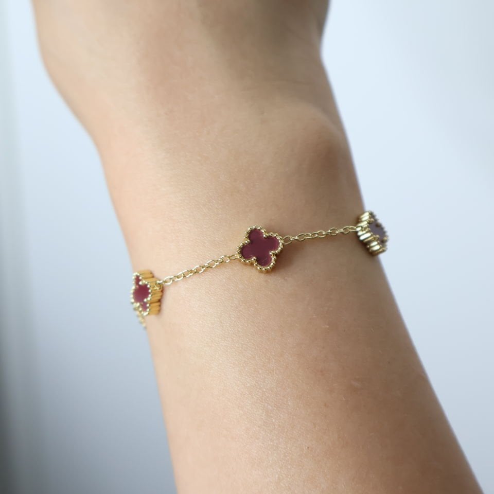 Van Cleef Çelik Bileklik S - Mürdüm