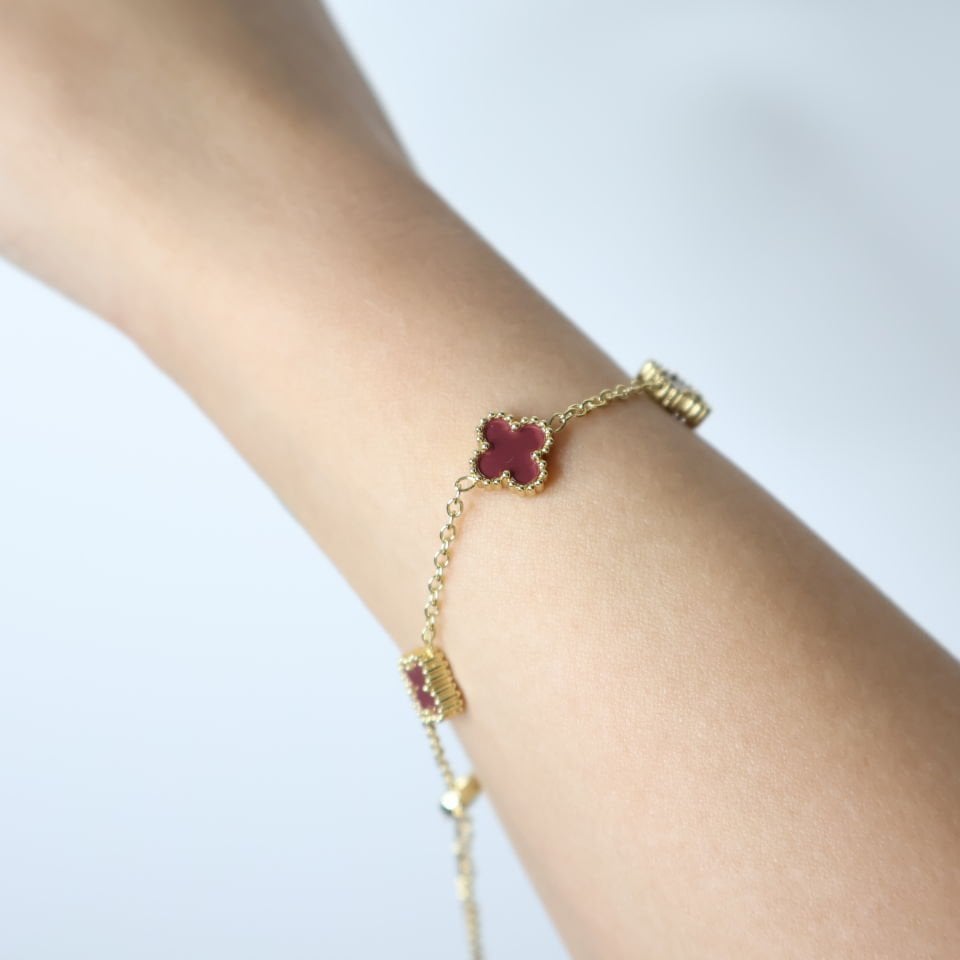 Van Cleef Çelik Bileklik S - Mürdüm