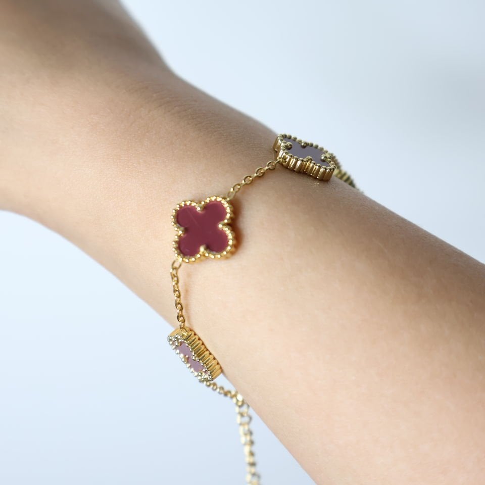 Van Cleef Çelik Bileklik L - Mürdüm