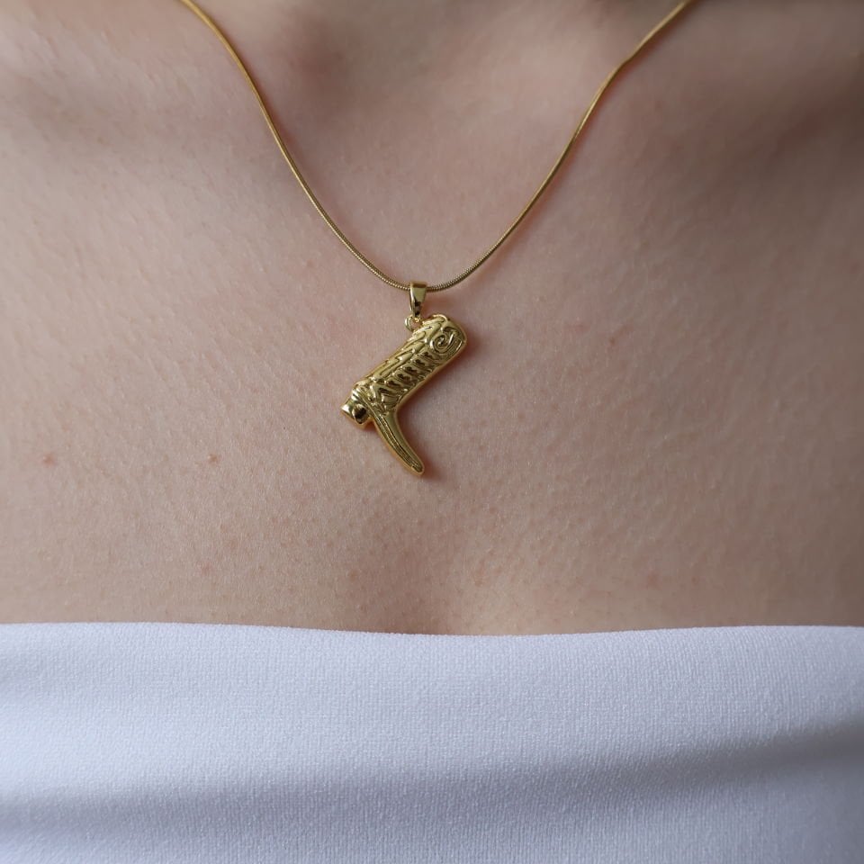 Mini Kovboy Çizme Çelik Kolye Gold