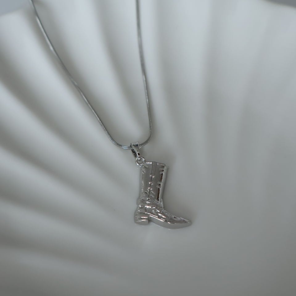 Mini Kovboy Çizme Çelik Kolye Silver