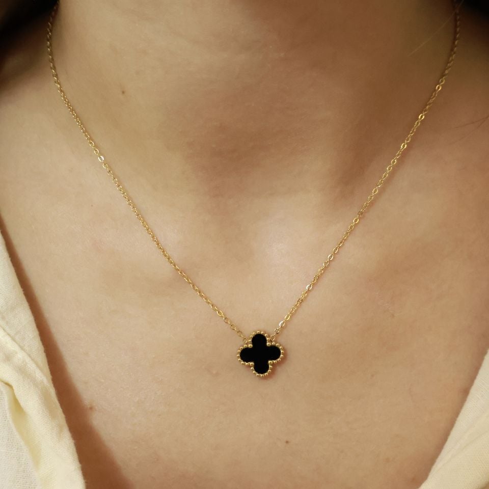 Van Cleef Model Çelik Yonca Kolye
